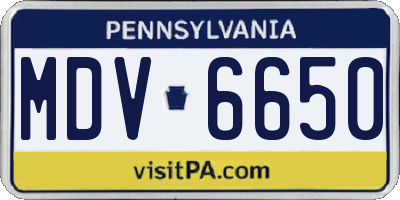 PA license plate MDV6650