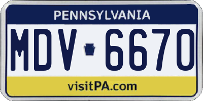 PA license plate MDV6670