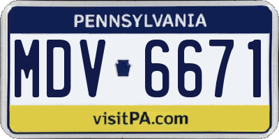PA license plate MDV6671