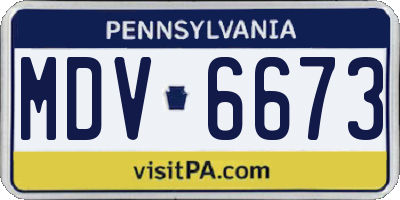 PA license plate MDV6673
