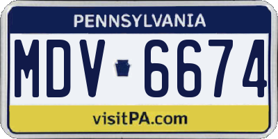 PA license plate MDV6674