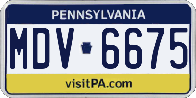 PA license plate MDV6675