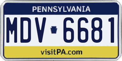 PA license plate MDV6681