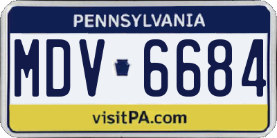 PA license plate MDV6684