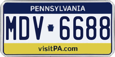PA license plate MDV6688