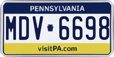 PA license plate MDV6698