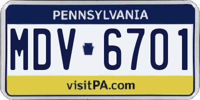 PA license plate MDV6701