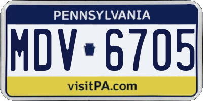 PA license plate MDV6705