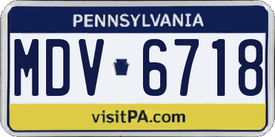 PA license plate MDV6718