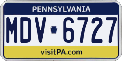 PA license plate MDV6727