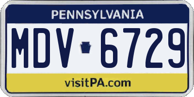 PA license plate MDV6729