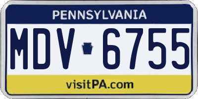 PA license plate MDV6755