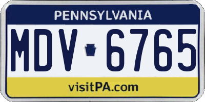 PA license plate MDV6765