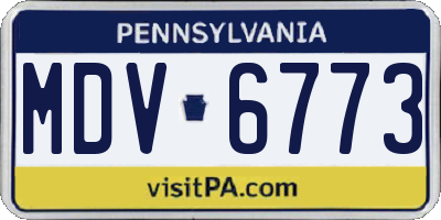 PA license plate MDV6773