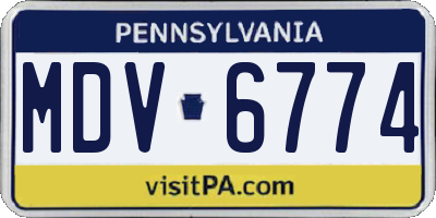 PA license plate MDV6774