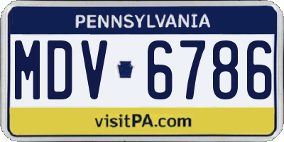 PA license plate MDV6786