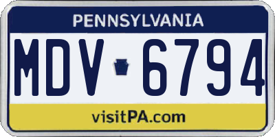 PA license plate MDV6794