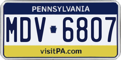 PA license plate MDV6807