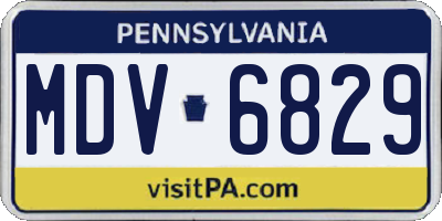 PA license plate MDV6829