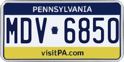 PA license plate MDV6850