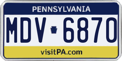 PA license plate MDV6870