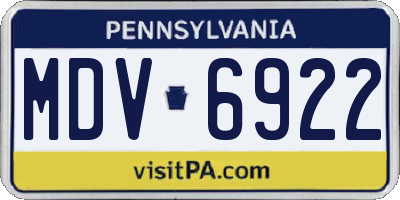 PA license plate MDV6922