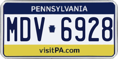 PA license plate MDV6928