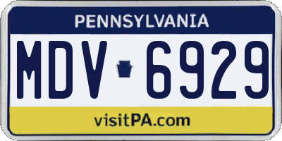 PA license plate MDV6929