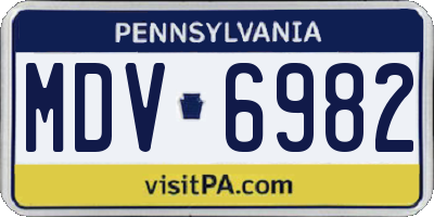 PA license plate MDV6982