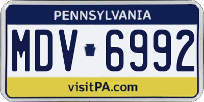 PA license plate MDV6992