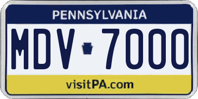 PA license plate MDV7000