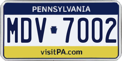 PA license plate MDV7002