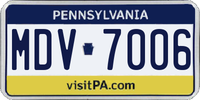 PA license plate MDV7006