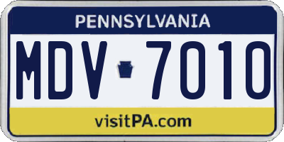 PA license plate MDV7010