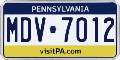 PA license plate MDV7012