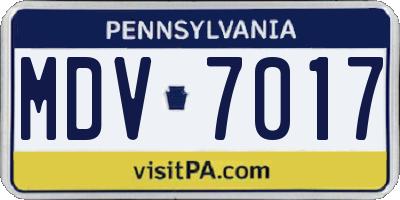 PA license plate MDV7017
