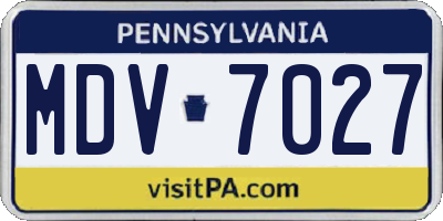 PA license plate MDV7027