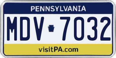 PA license plate MDV7032