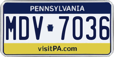 PA license plate MDV7036