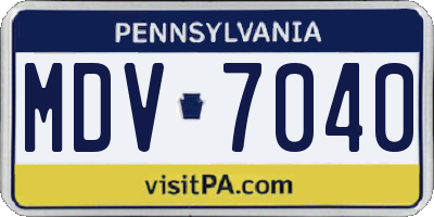 PA license plate MDV7040