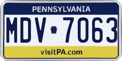 PA license plate MDV7063