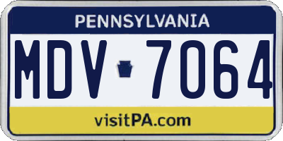 PA license plate MDV7064