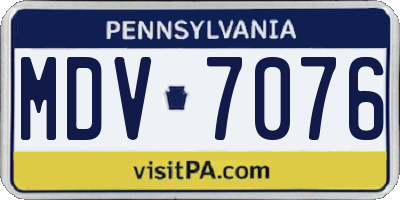 PA license plate MDV7076