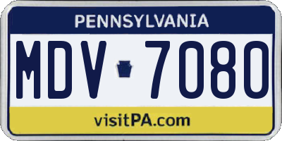 PA license plate MDV7080