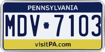 PA license plate MDV7103