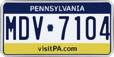 PA license plate MDV7104