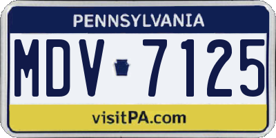 PA license plate MDV7125