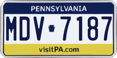 PA license plate MDV7187
