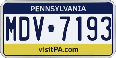 PA license plate MDV7193