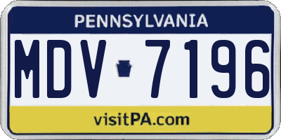 PA license plate MDV7196